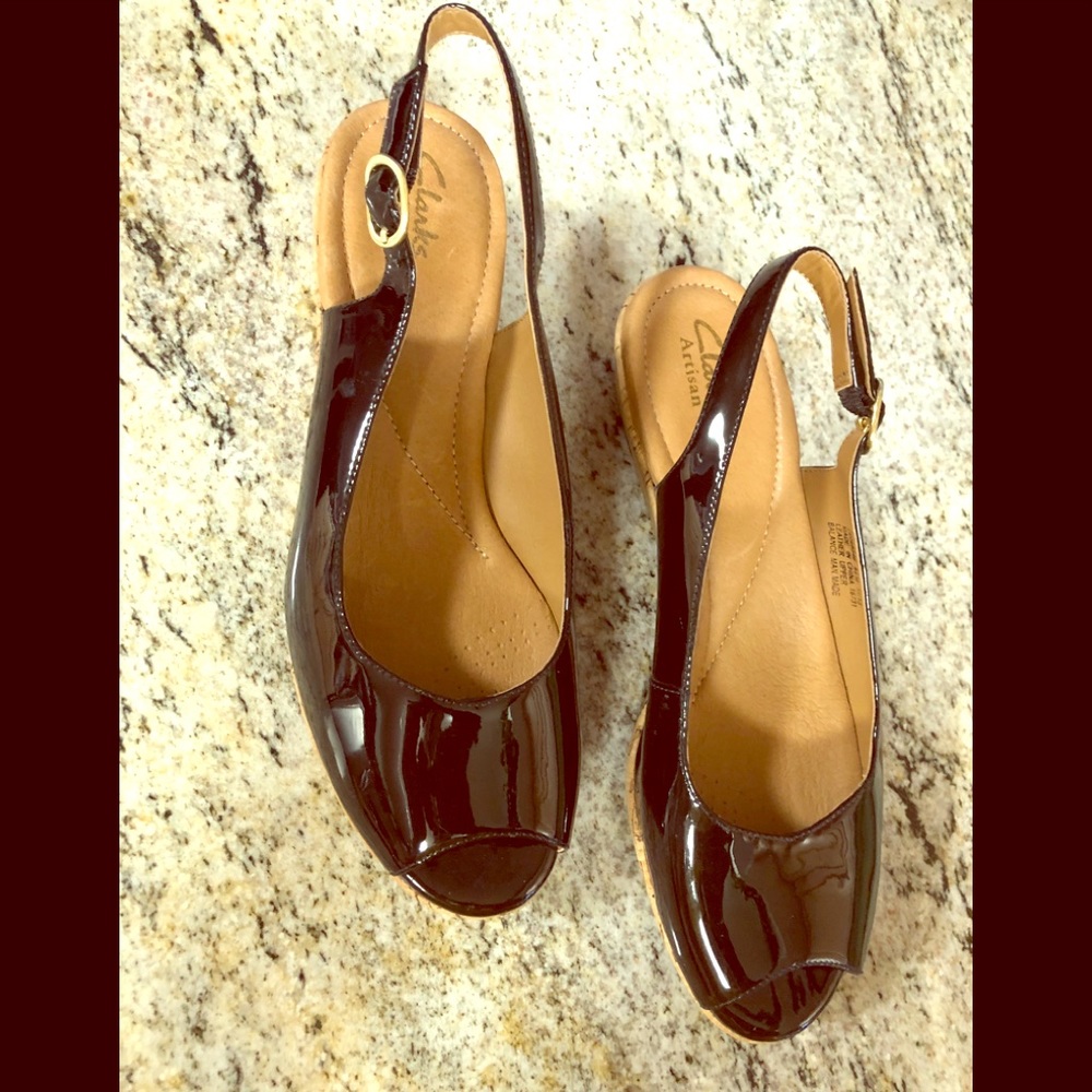 Clarks Open Toe Wedge